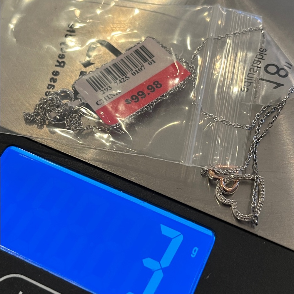 14K Diamond Sterling Silver Love 💕 Hearts Necklace NWT - Picture 3 of 10